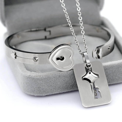 Conjunto de Pulsera + Collar "TÚ ERES LA LLAVE DE MI CORAZÓN"