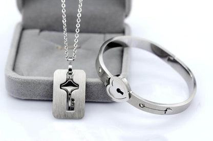 Conjunto de Pulsera + Collar "TÚ ERES LA LLAVE DE MI CORAZÓN"