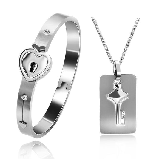 Conjunto de Pulsera + Collar "TÚ ERES LA LLAVE DE MI CORAZÓN"