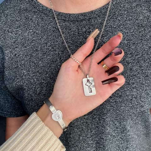 Conjunto de Pulsera + Collar "TÚ ERES LA LLAVE DE MI CORAZÓN"