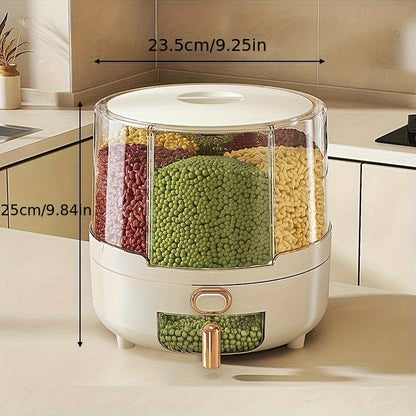 Contenedor de Almacenamiento de Alimentos Hermético y Rotatorio | Dispensador de Granos y Cereales de Gran Capacidad con Diseño de 360°