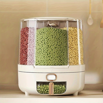 Contenedor de Almacenamiento de Alimentos Hermético y Rotatorio | Dispensador de Granos y Cereales de Gran Capacidad con Diseño de 360°