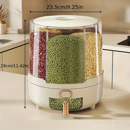 Contenedor de Almacenamiento de Alimentos Hermético y Rotatorio | Dispensador de Granos y Cereales de Gran Capacidad con Diseño de 360°