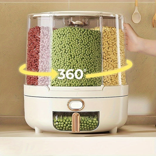 Contenedor de Almacenamiento de Alimentos Hermético y Rotatorio | Dispensador de Granos y Cereales de Gran Capacidad con Diseño de 360°