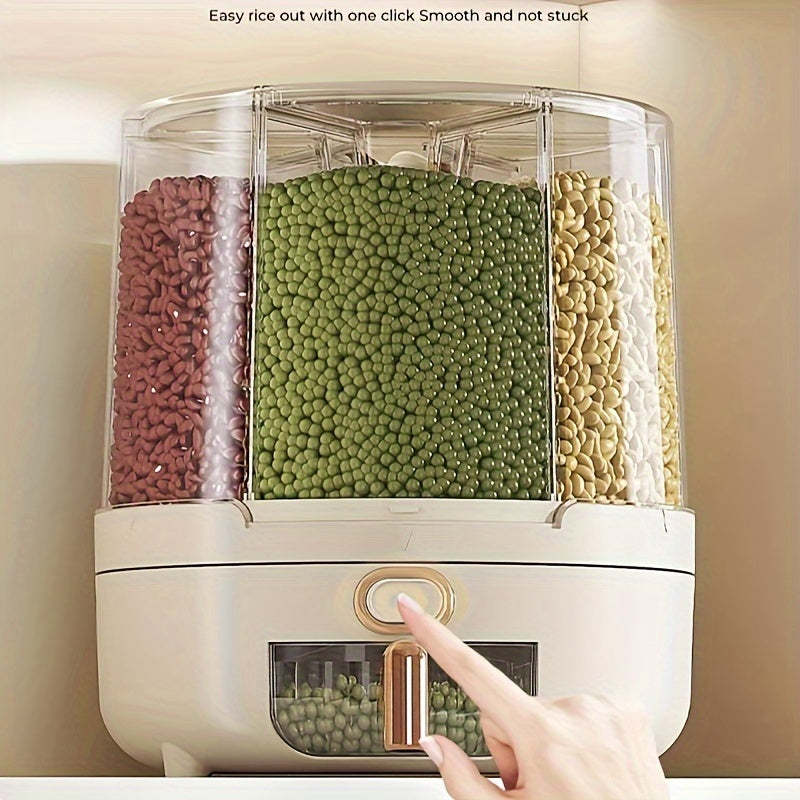 Contenedor de Almacenamiento de Alimentos Hermético y Rotatorio | Dispensador de Granos y Cereales de Gran Capacidad con Diseño de 360°