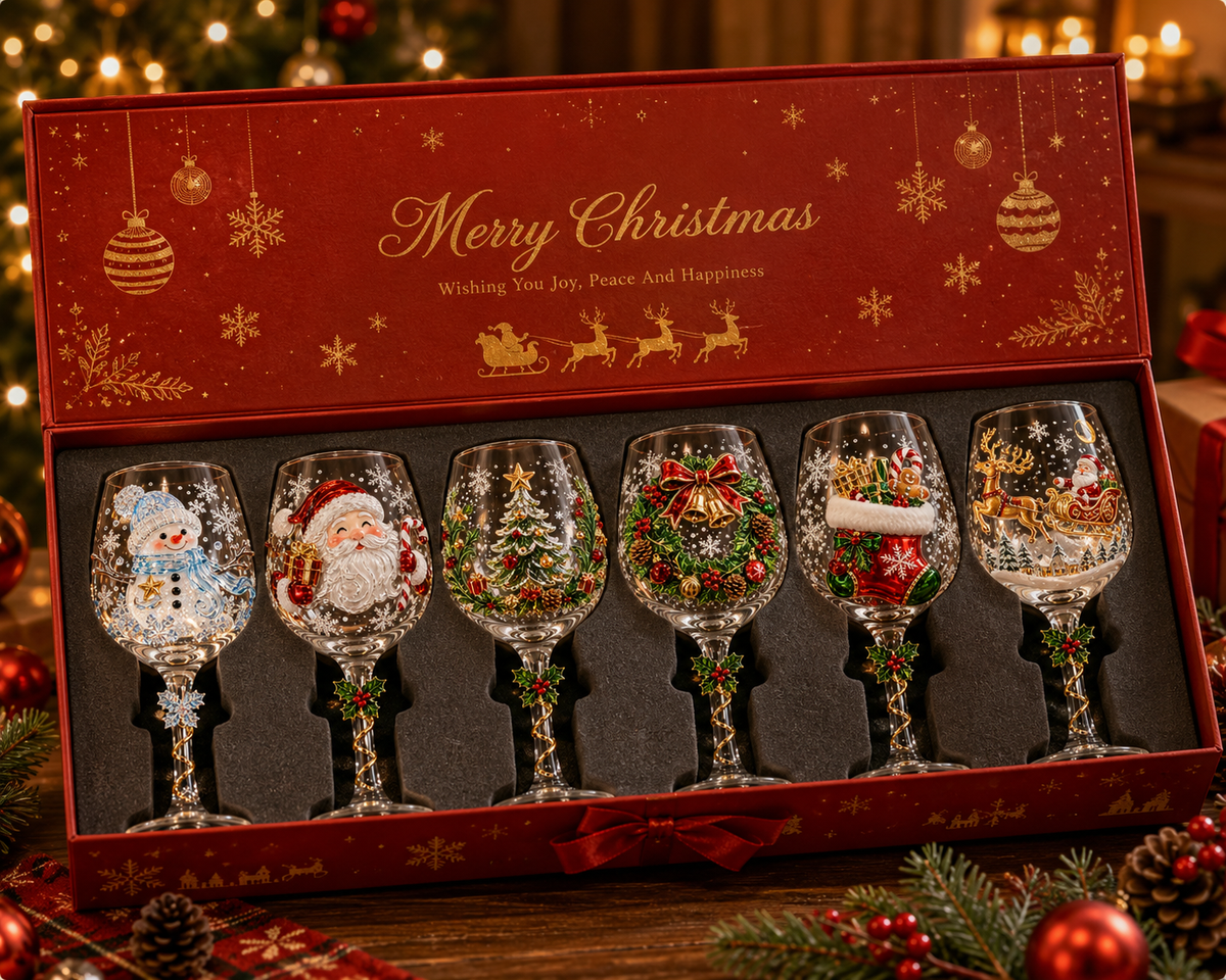 Copas de vino navideñas en 3D
