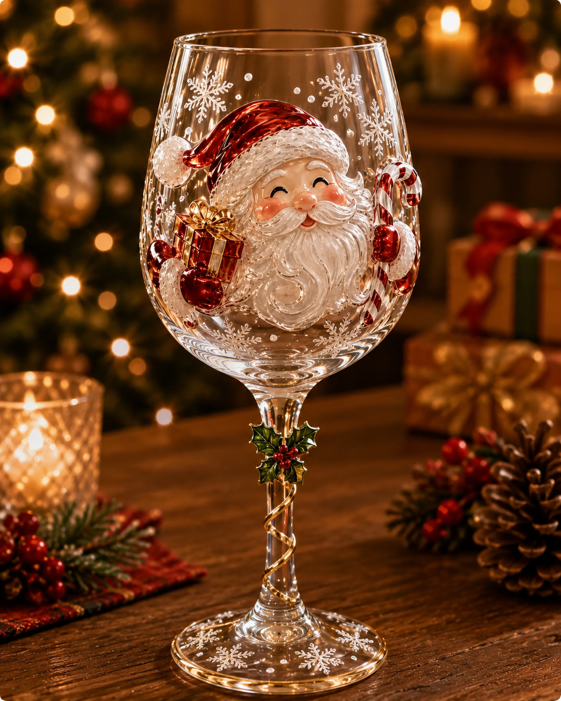 Copas de vino navideñas en 3D