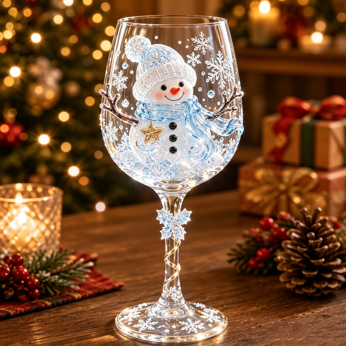 Copas de vino navideñas en 3D