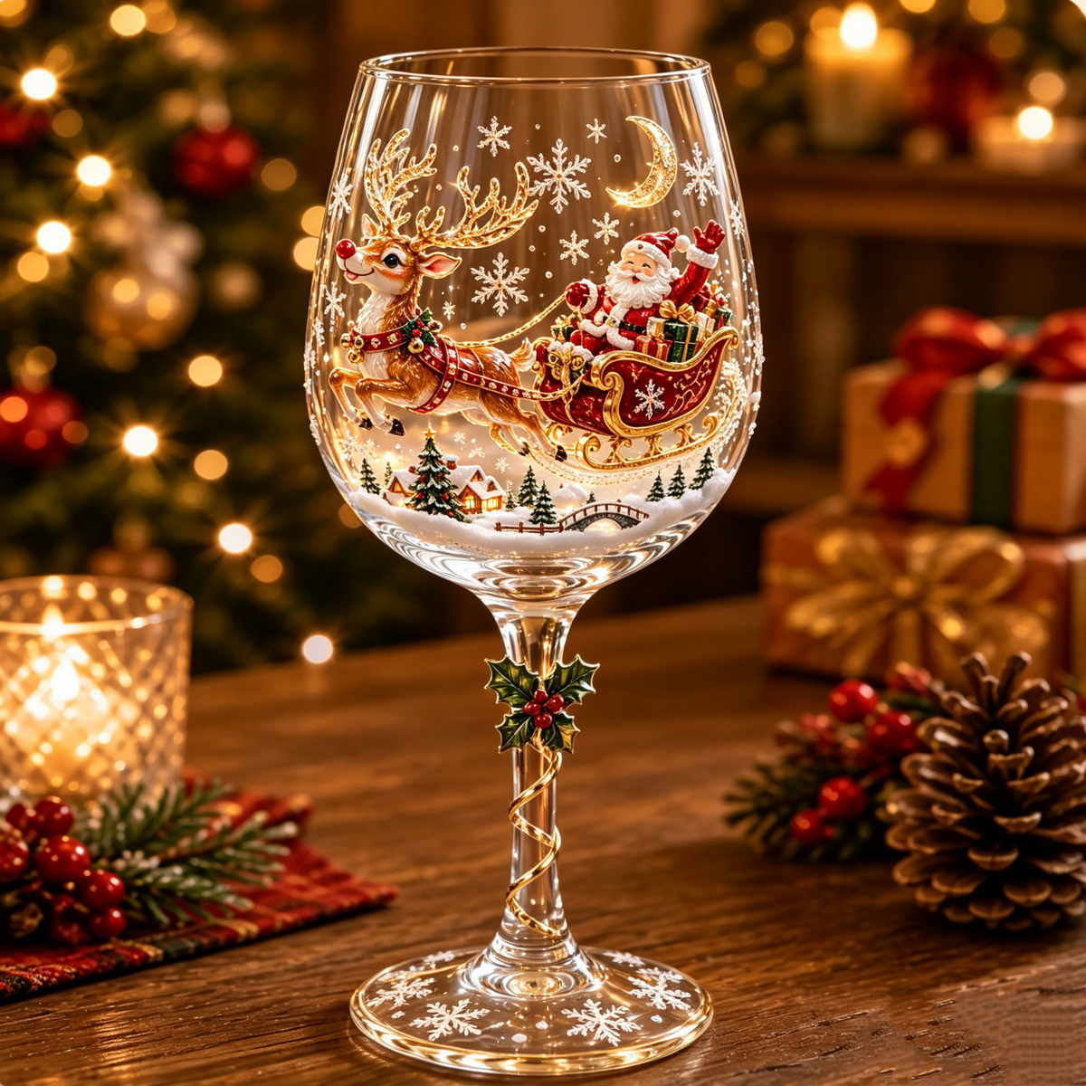 Copas de vino navideñas en 3D