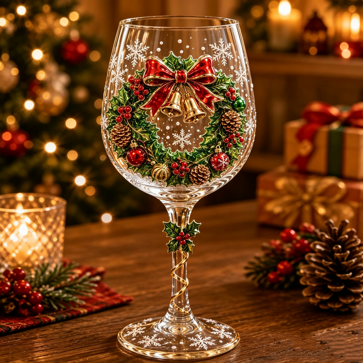 Copas de vino navideñas en 3D
