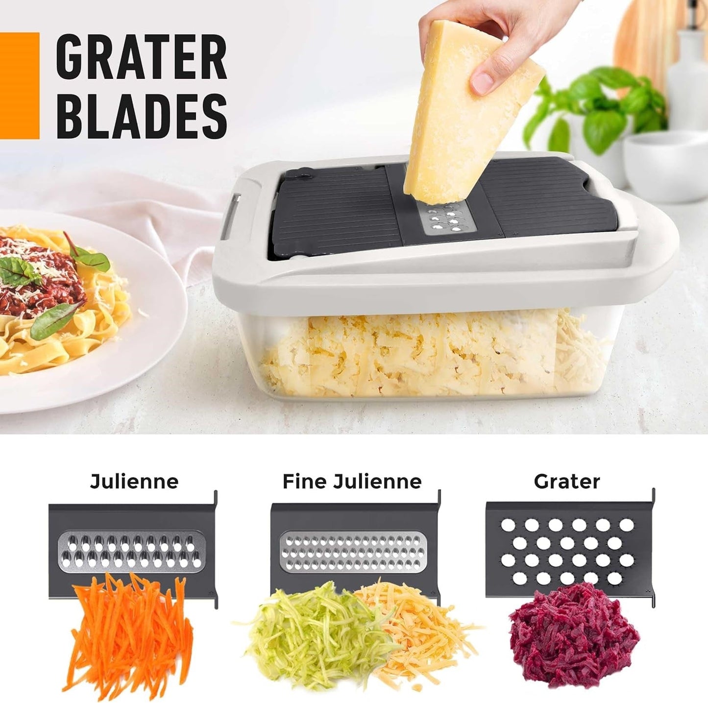 Cortador de Verduras 10 en 1 con 8 Cuchillas – ¡Corte, Picado y Rallado Más Rápido!