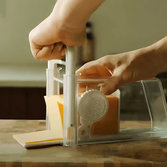 Cortador y Rallador de Queso 4 en 1 con Contenedor de Almacenamiento Incorporado