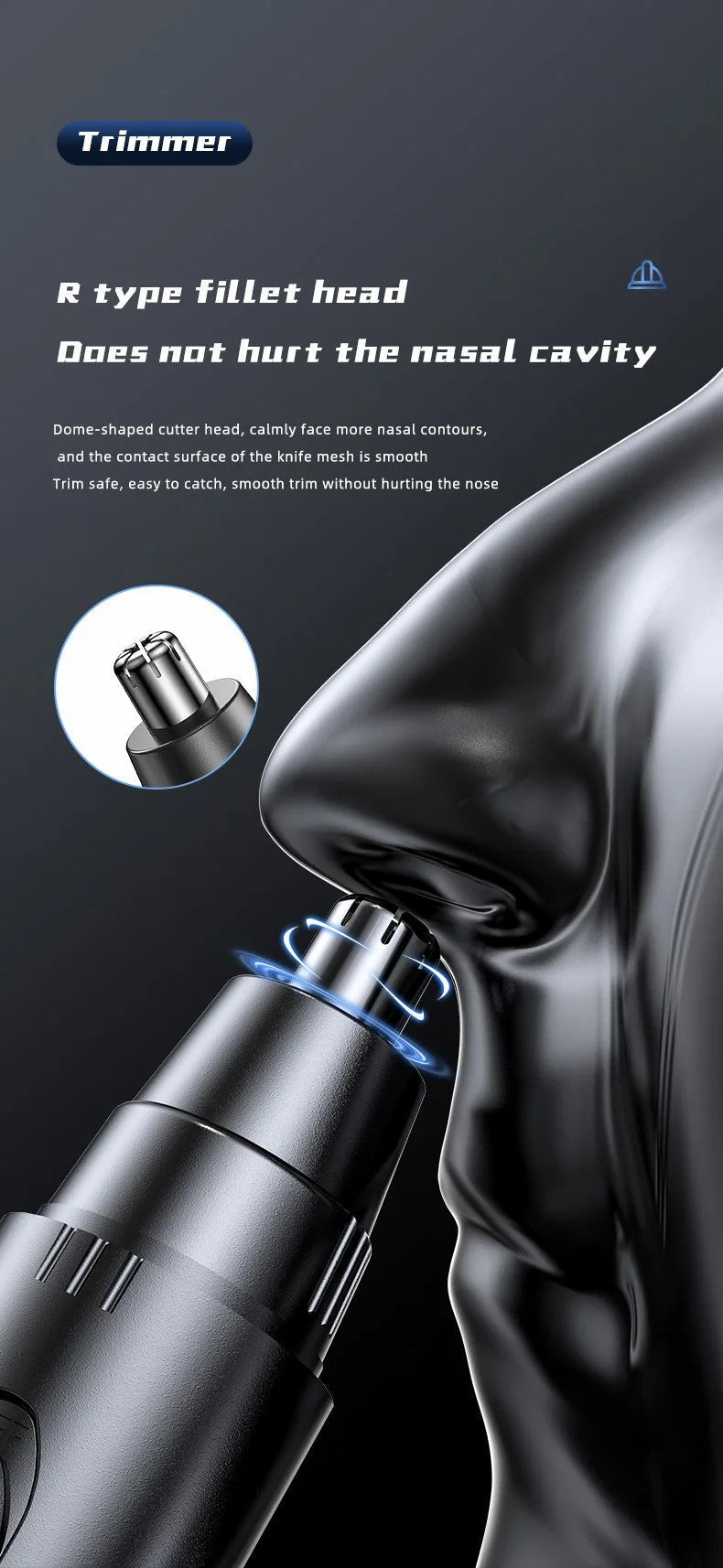 CORTADORA DE VELLO NASAL Y AURICULAR PROFESIONAL SIN DOLOR PARA HOMBRES Y MUJERES - RECARGABLE