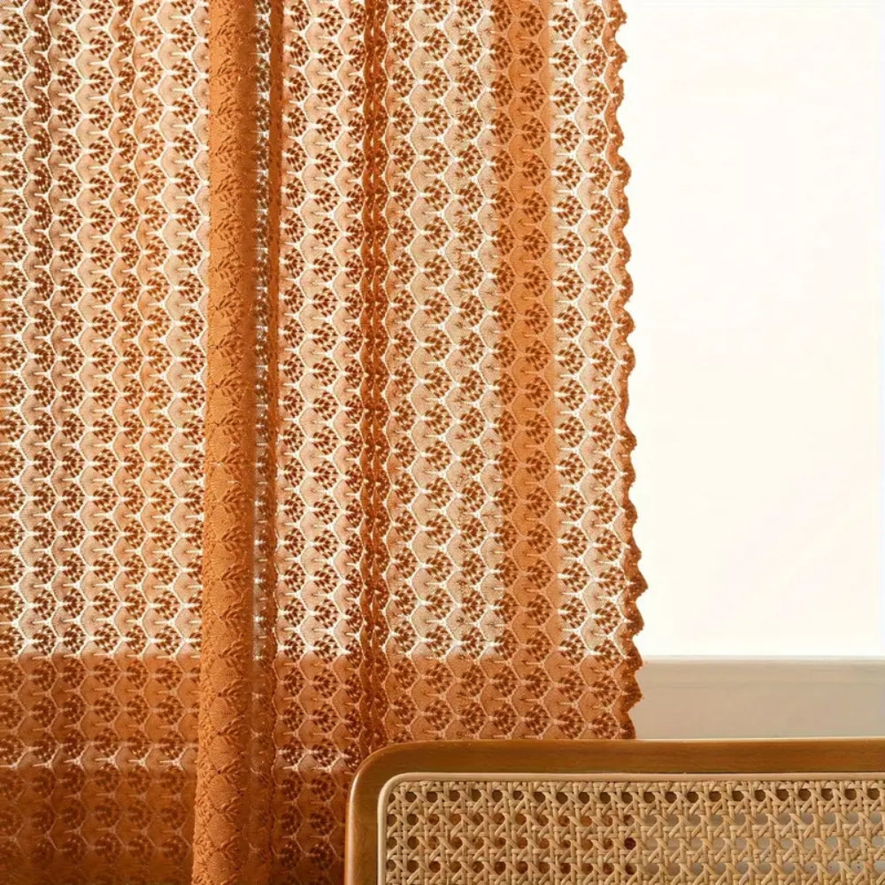 Cortina de Ganchillo Boho Brillo Ámbar