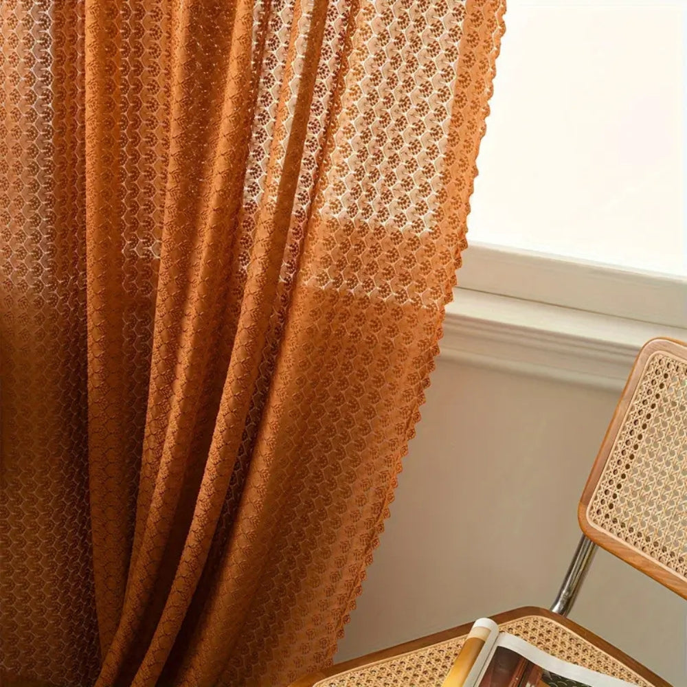 Cortina de Ganchillo Boho Brillo Ámbar