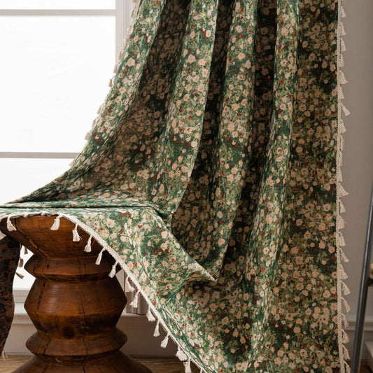 Cortina de Tapiz Floral Vintage Francés