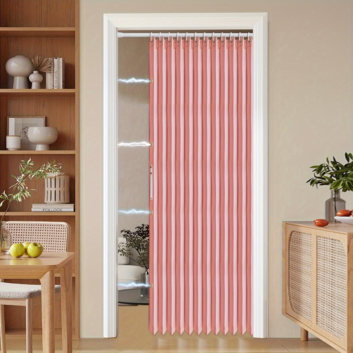 Cortina Plegable Magnética para Puerta – Separador de Ambientes para Hogar y Negocio de Fácil Instalación y Ahorro de Espacio – Diseño Artístico Alegre de Poliéster Lavable a Máquina