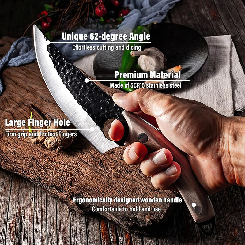 Cuchillo de cocina japonés artesanal con control de precisión