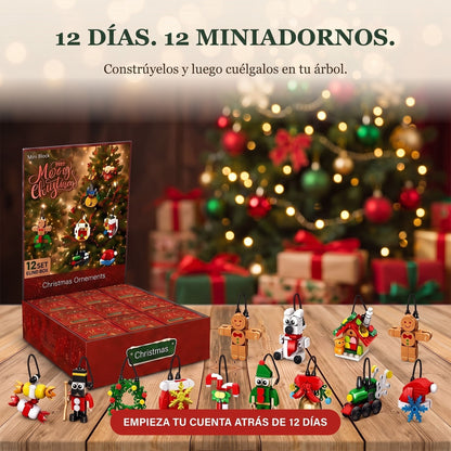 Cuenta Atrás Navideña de 12 Días con Miniadornos, Set de Cajas Sorpresa de Bloques