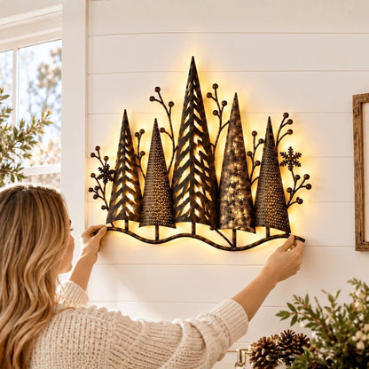 Decoración de pared LED con árboles