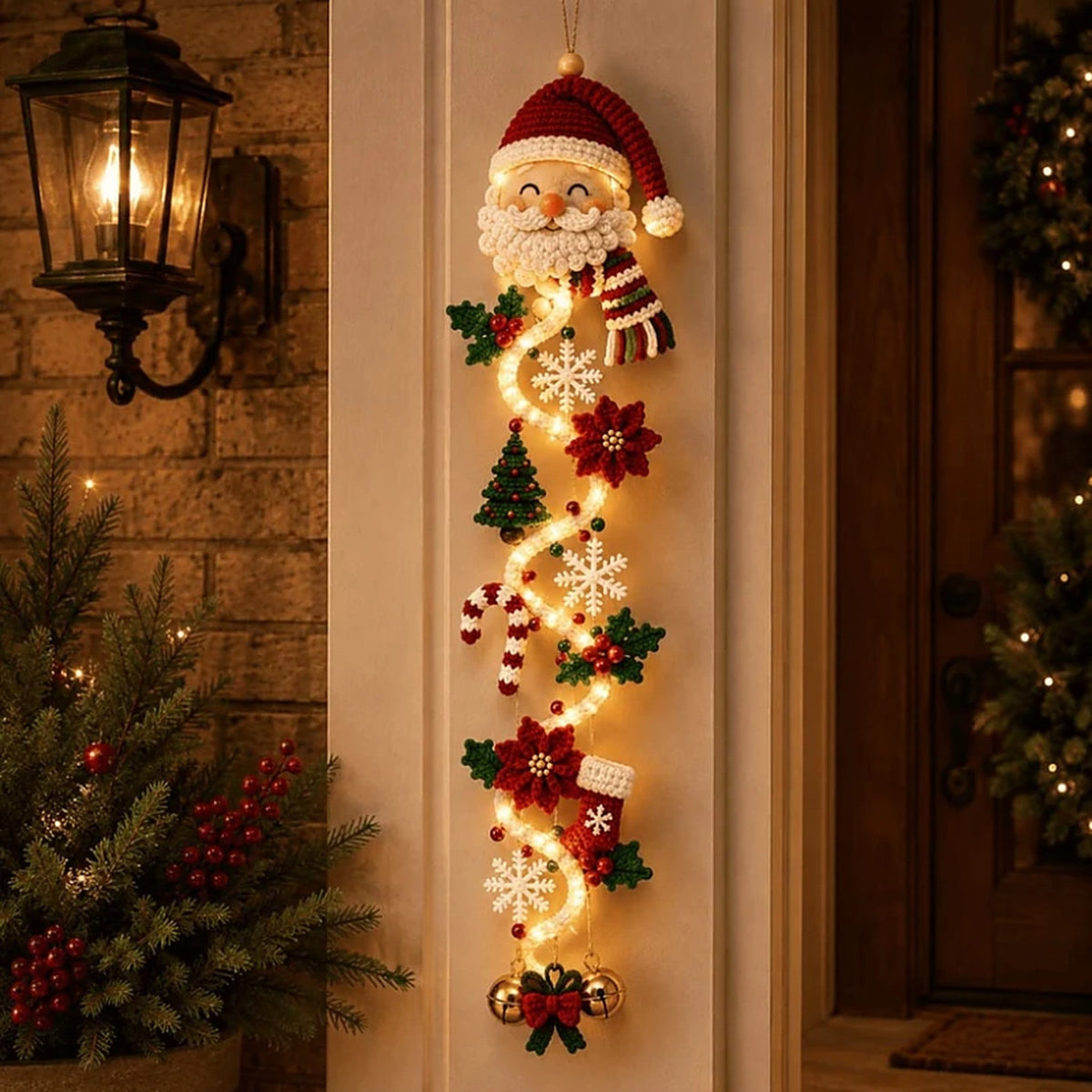 Decoración navideña - Colgante para puerta luminoso con cálido brillo LED