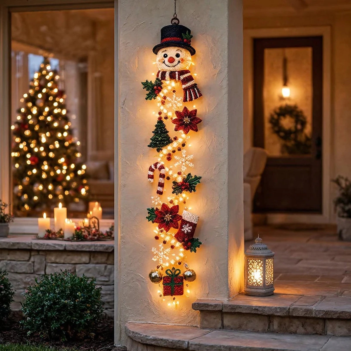Decoración navideña - Colgante para puerta luminoso con cálido brillo LED