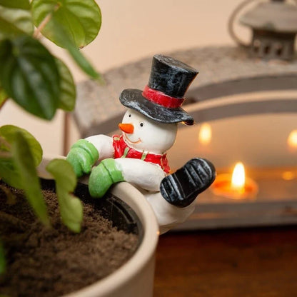 Decoración para plantas con figura de muñeco de nieve de estilo festivo