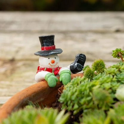 Decoración para plantas con figura de muñeco de nieve de estilo festivo