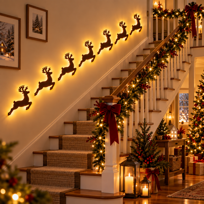 Decoraciones de pared navideñas 3D autoadhesivas con luz LED