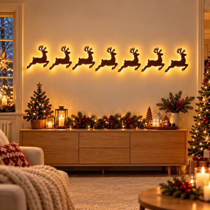Decoraciones de pared navideñas 3D autoadhesivas con luz LED
