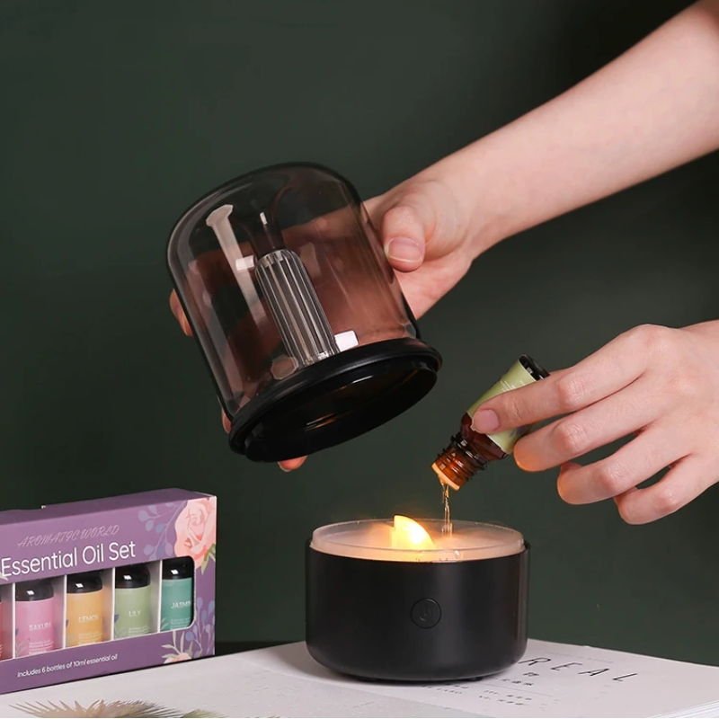 Difusor LED Moderno con Efecto Llama y Aceites Esenciales