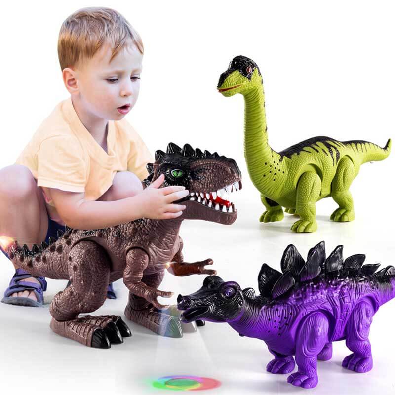 Dinosaurio de juguete electrónico que camina con luces y sonidos para niños
