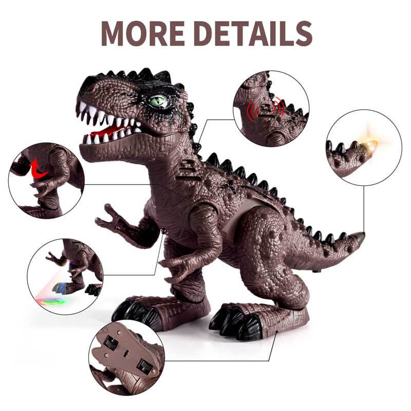 Dinosaurio de juguete electrónico que camina con luces y sonidos para niños