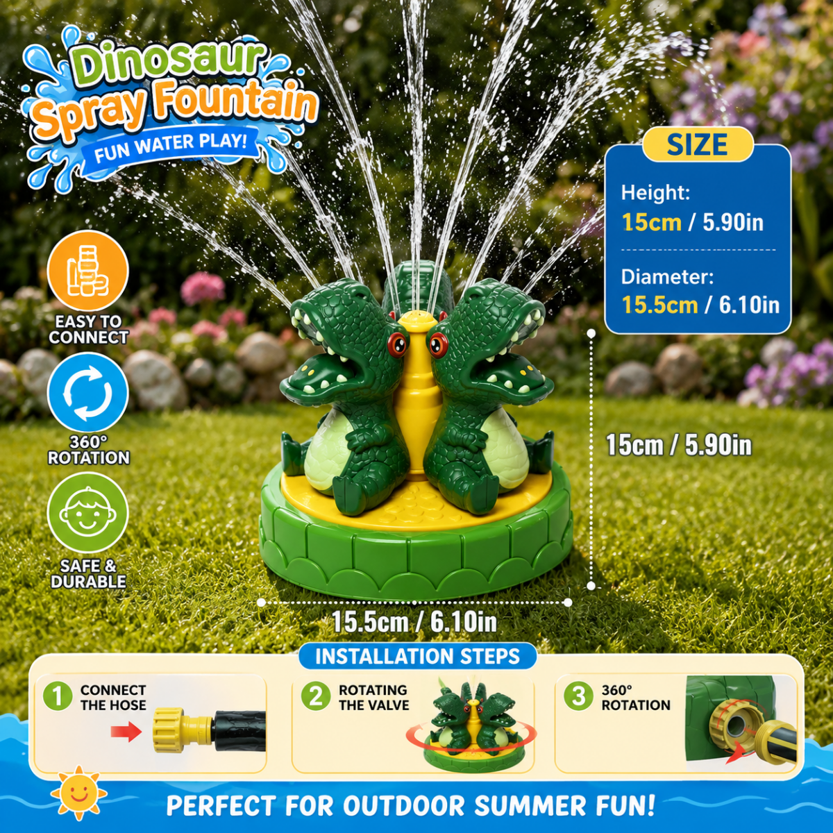 DINOSPLASH – Aspersor de Agua Interactivo de Dinosaurio para Diversión en Verano