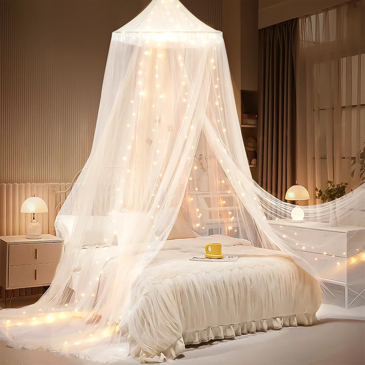 Dosel encantador para cama con luces LED