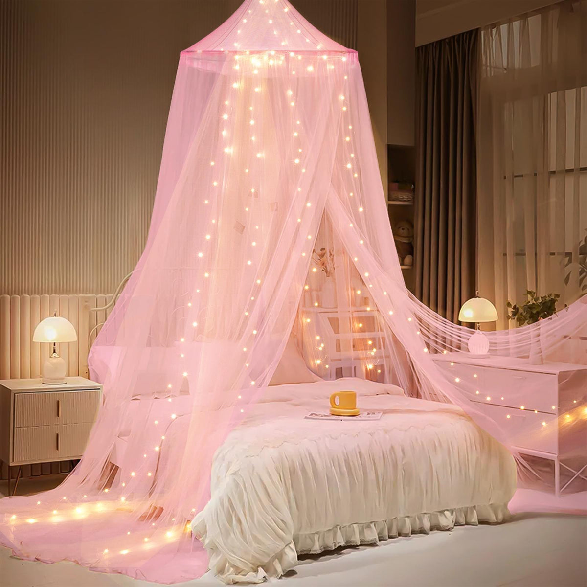 Dosel encantador para cama con luces LED