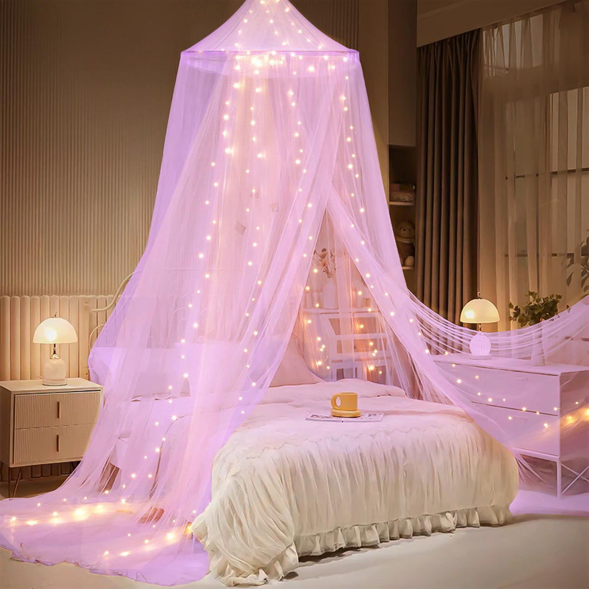 Dosel encantador para cama con luces LED