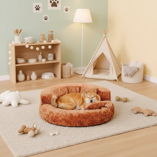 DREAMNEST – Cama para Perros en Forma de Donut Ortopédica hecha de Terciopelo Diamante para Máximo Confort