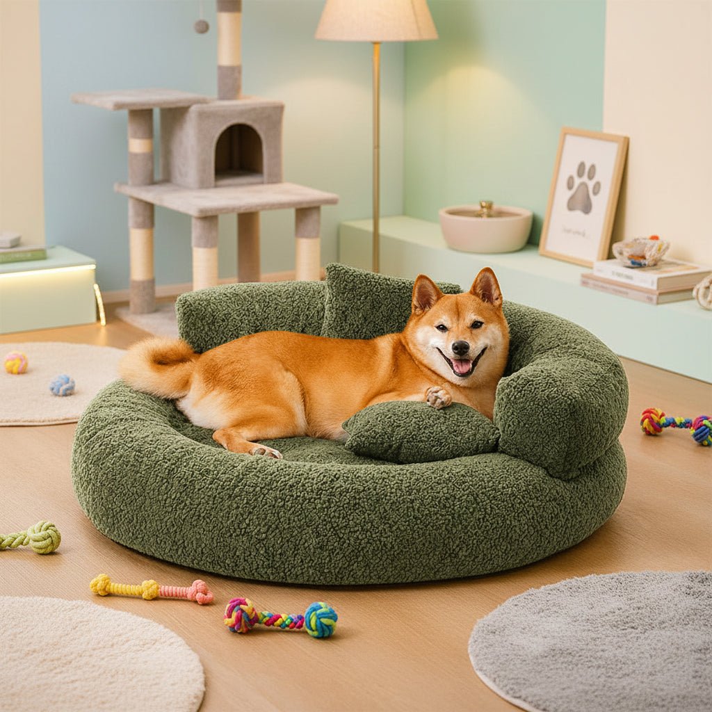 DREAMNEST – Cama para Perros en Forma de Donut Ortopédica hecha de Terciopelo Diamante para Máximo Confort