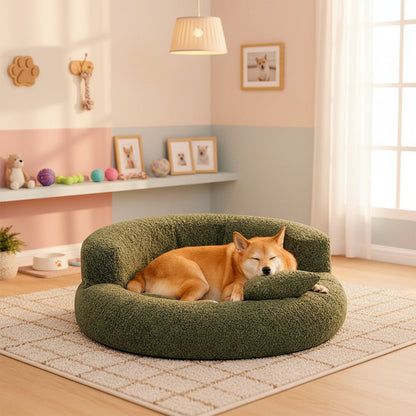 DREAMNEST – Cama para Perros en Forma de Donut Ortopédica hecha de Terciopelo Diamante para Máximo Confort