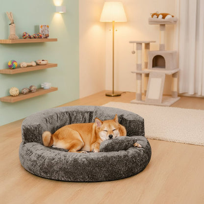DREAMNEST – Cama para Perros en Forma de Donut Ortopédica hecha de Terciopelo Diamante para Máximo Confort