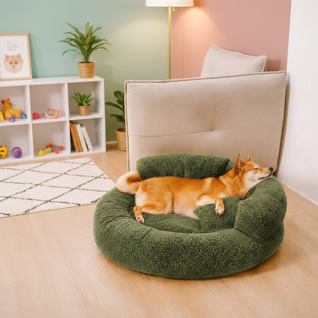 DREAMNEST – Cama para Perros en Forma de Donut Ortopédica hecha de Terciopelo Diamante para Máximo Confort
