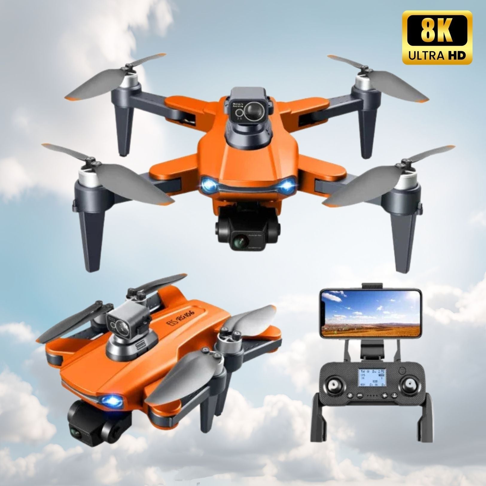 Drone 8K HD con Doble Cámara GPS y Motores Sin Escobillas