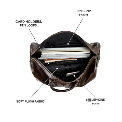 Duffel de Viaje de Gran Capacidad en Cuero – Bolsa de Mano Ligera y Duradera