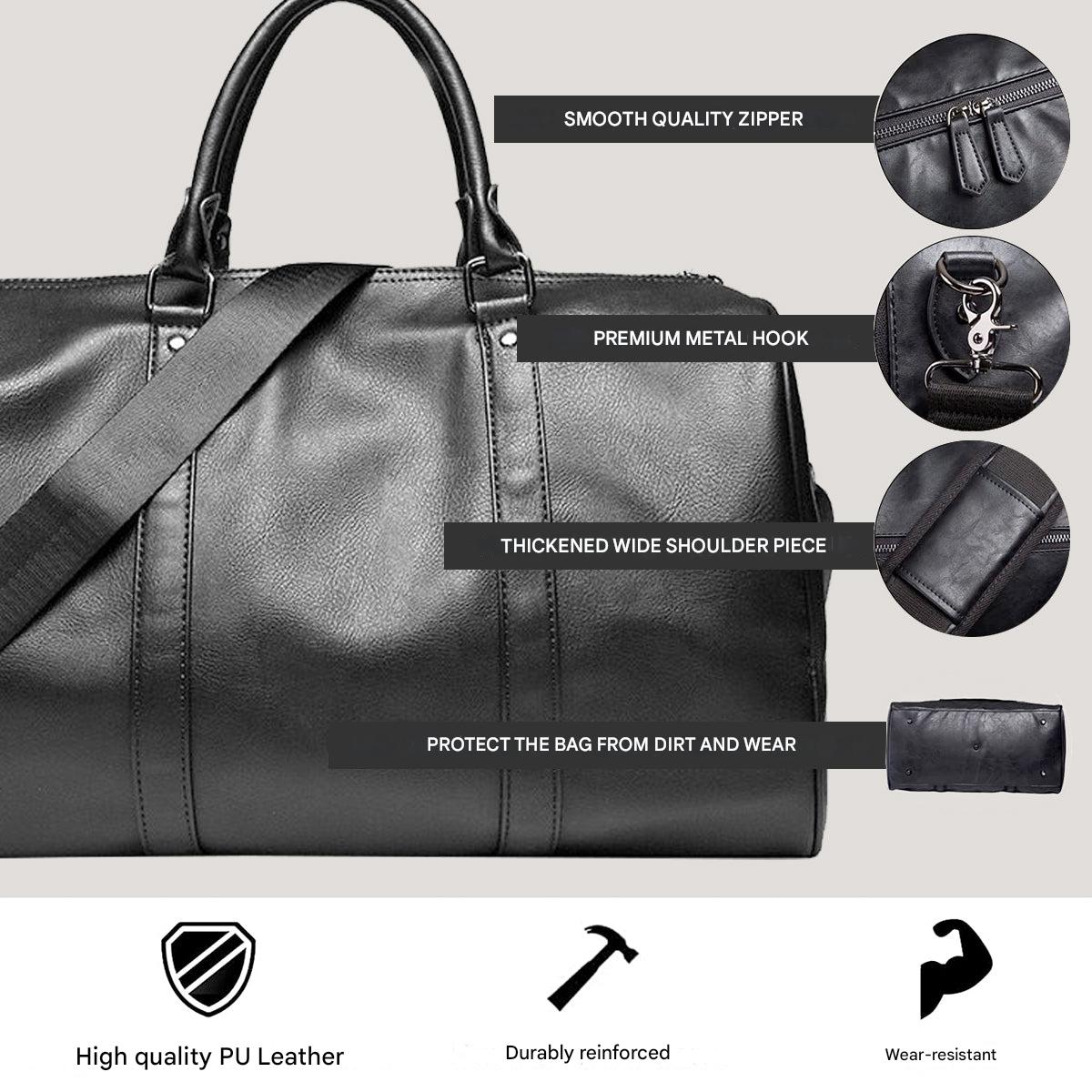 Duffel de Viaje de Gran Capacidad en Cuero – Bolsa de Mano Ligera y Duradera