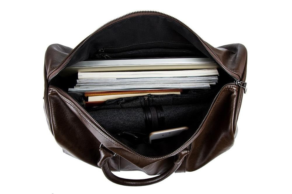 Duffel de Viaje de Gran Capacidad en Cuero – Bolsa de Mano Ligera y Duradera
