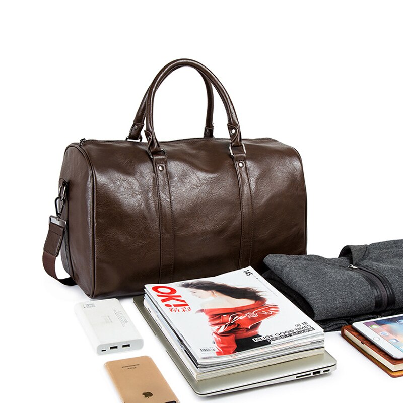Duffel de Viaje de Gran Capacidad en Cuero – Bolsa de Mano Ligera y Duradera