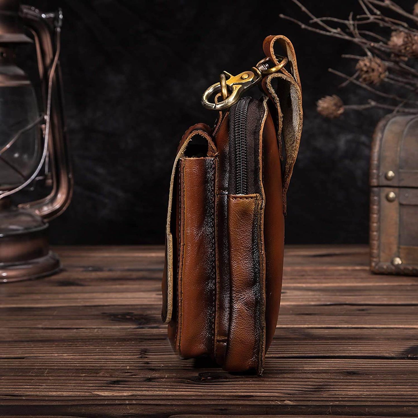 Elegante Bolsa de Cadera de Cuero para Hombres