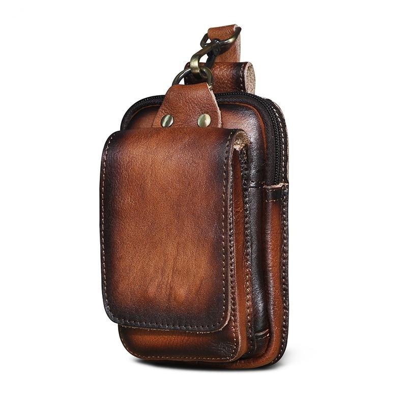Elegante Bolsa de Cadera de Cuero para Hombres