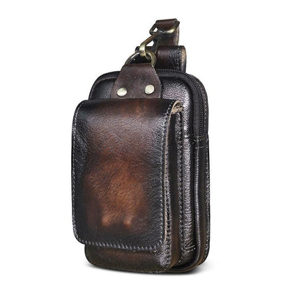Elegante Bolsa de Cadera de Cuero para Hombres